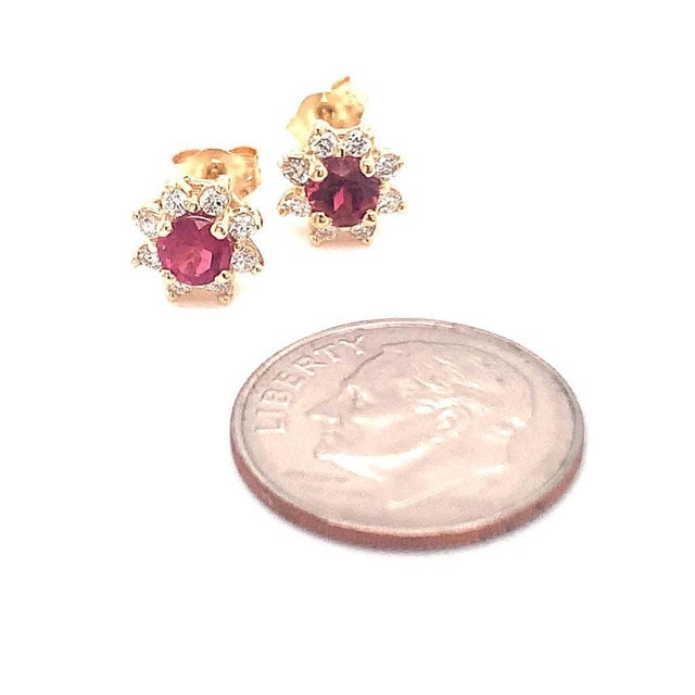 Diamond Sapphire Earrings 14 Karat Yellow Gold 0.66 TCW Certified For Sale - Image 12 of 14