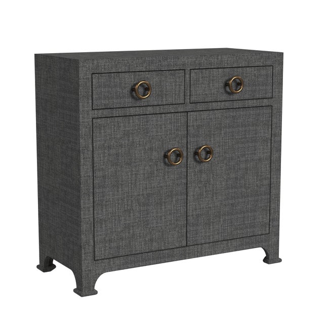 Textile Chatham 31 in. W Rectangular Raffia 2 Drawer Accent Cabinet, Charcoal Raffia For Sale - Image 7 of 7