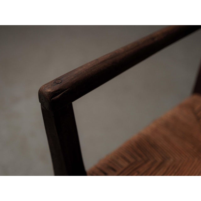 Folk Art Wooden Armchair with Woven Straw Seat, 1800s For Sale - Image 6 of 15