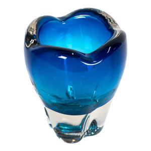 1960s European Blue Art Glass "Molar" Vase by Whitefriars