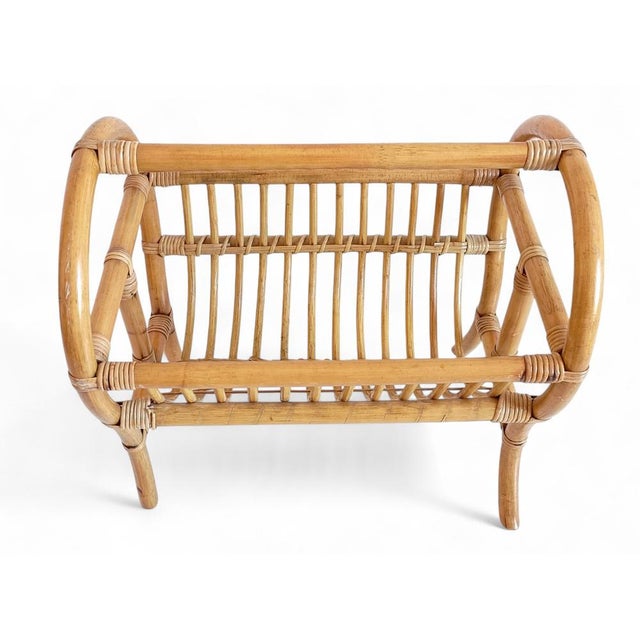 French Riviera Magazine Rack in Bamboo Rattan, 1960s For Sale - Image 9 of 11