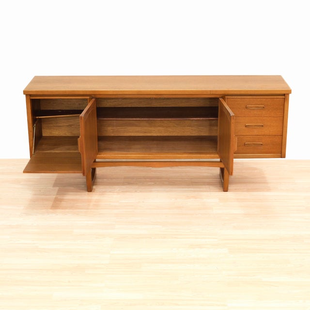 Mid Century Jentique Teak Credenza With Arched Cabinet Doors For Sale In Los Angeles - Image 6 of 12
