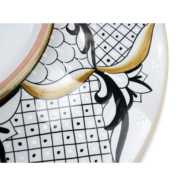 Ceramic White Damask Plate by Deblona For Sale - Image 7 of 11