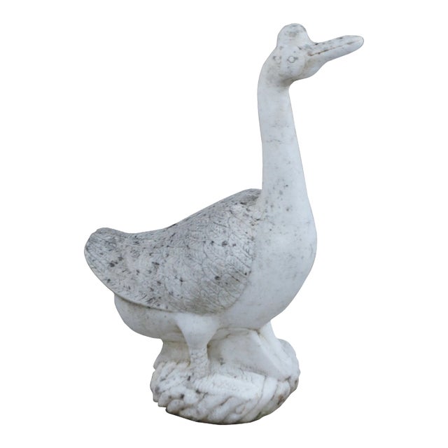 Antique Italian Carved Marble Stone Bird Garden Statue For Sale