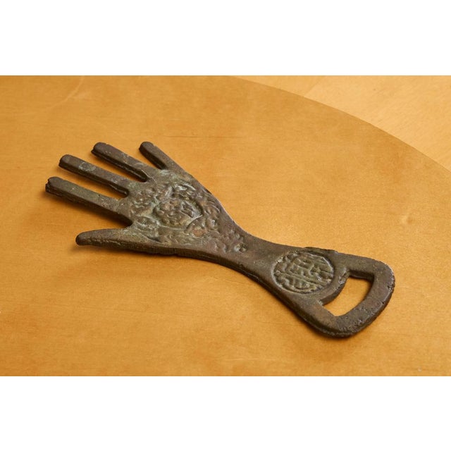 1940s Hand Shaped Bottle Opener in Patinated Sand Cast Iron, 1940s For Sale - Image 5 of 8
