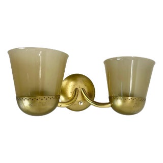 Minimalist Brass and Glass Theatre Wall Light in the style of Stilnovo, Italy, 1920s For Sale