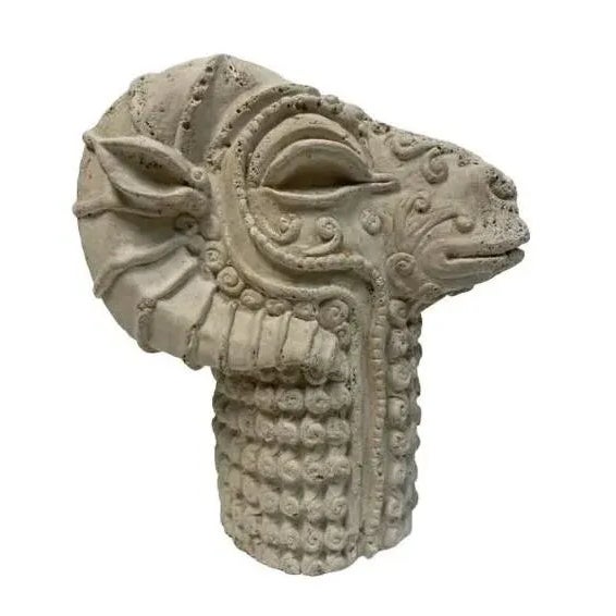 Mid 20th Century Cast Stone Ram's Head For Sale - Image 4 of 4