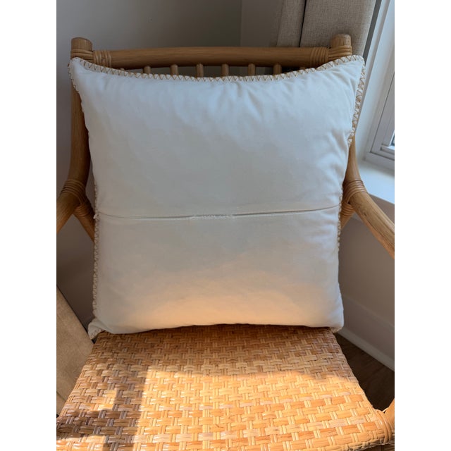 Late 20th Century 20” Custom Goose Down Floral Accent Pillow in Pink, Blush & Gold With Decorative Gold Whipstitch Trim For Sale - Image 5 of 9