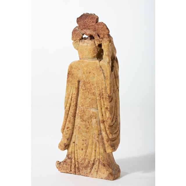 Light Yellow Early 20th Century Carved Jade Sculpture of Smiling Chinese Wise Man For Sale - Image 8 of 16