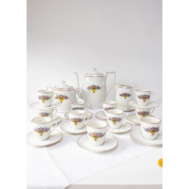 Ceramic Vintage French T.L.B. Limoges Porcelain Coffee Set, Set of 26 For Sale - Image 7 of 8