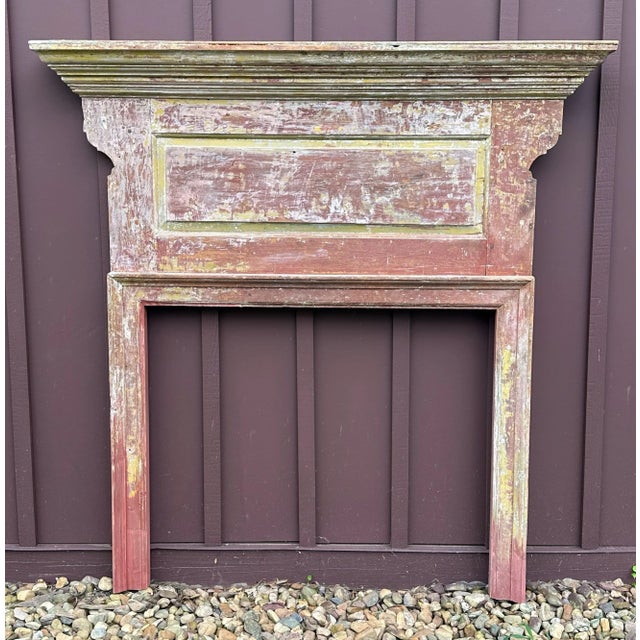 A spectacular late 18th C American pine mantel retaining traces of original paint. Removed from a house in the valley of...