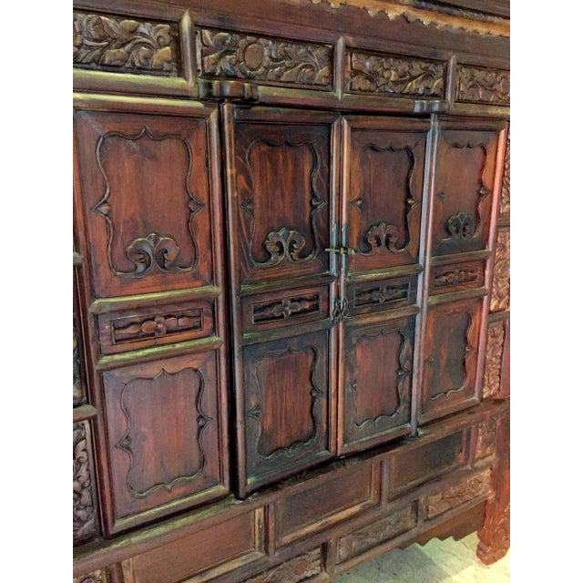 19th Century Asian Antique Monumental Carved Cabinet For Sale - Image 9 of 18