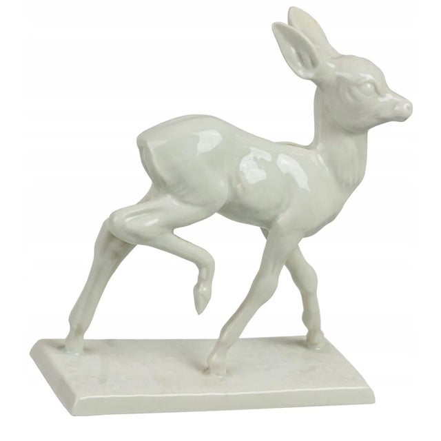 Art Deco Fawn Figure by Willi Münch-Khe for Rosenthal Porcelain, 1940s For Sale - Image 3 of 6