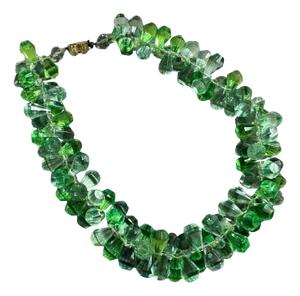 1950s Beaded Green Crystal Italian Necklace