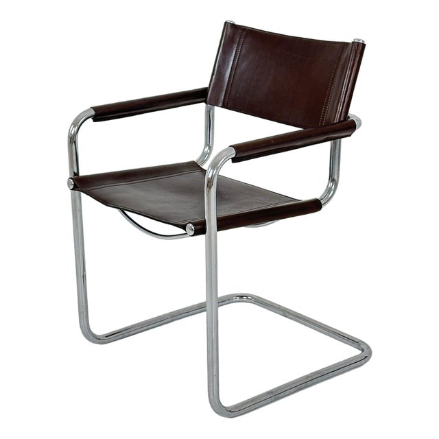 Vintage B34 Dark Chocolate Leather Cantilevered Chair by Mart Stam for Jox Interni, 1980s For Sale