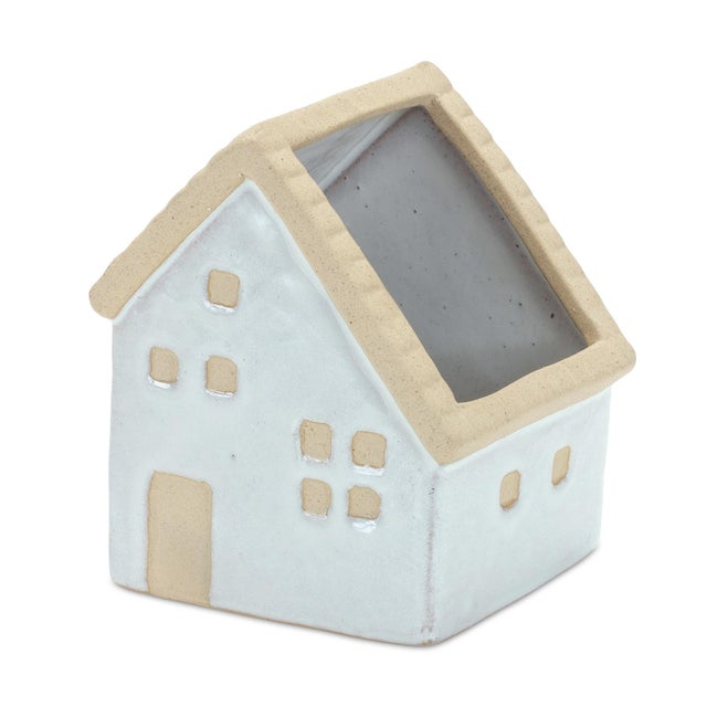 Neutral Porcelain House Planter (Set of 3) For Sale In Chicago - Image 6 of 6