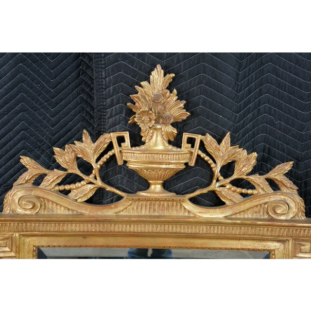 Late 20th Century Vintage French Louis XVI Neoclassical Gilt Wall Hanging Mirror Mirror Fair 56" For Sale - Image 5 of 16