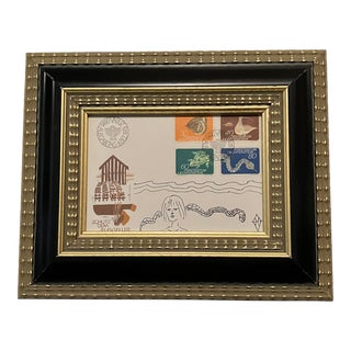 Contemporary Original Judy Henn Abstract Ink Drawing/Collage “First Day Alone in Nature“ Framed For Sale