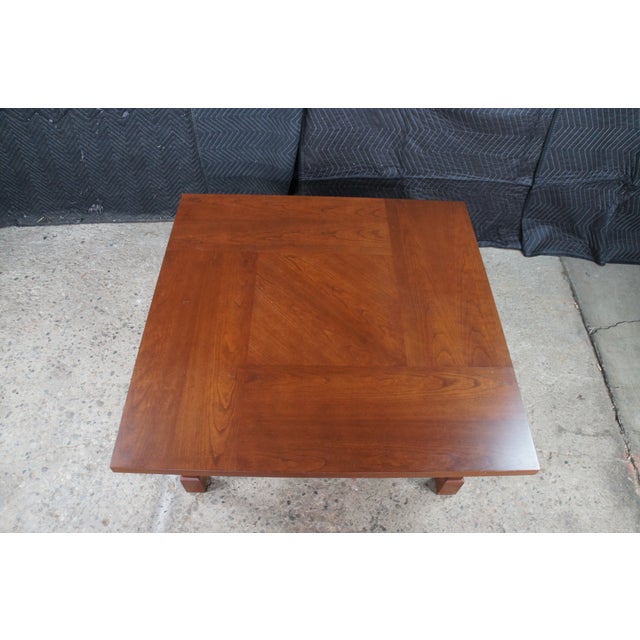 Wood Late 20th Century Artisan Mission Arts & Crafts Craftsman Style Cherry Coffee Cocktail Table 44" For Sale - Image 7 of 12