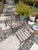 Hollywood Regency 1940s Salterini Mt. Vernon Wrought Iron Wheel Chair Chaise Lounge With Matching Ottoman, 2 Pieces For Sale - Image 3 of 12