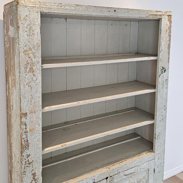 Rustic 1900-1909 Primitive Painted Wood Farm Cupboard For Sale - Image 3 of 16