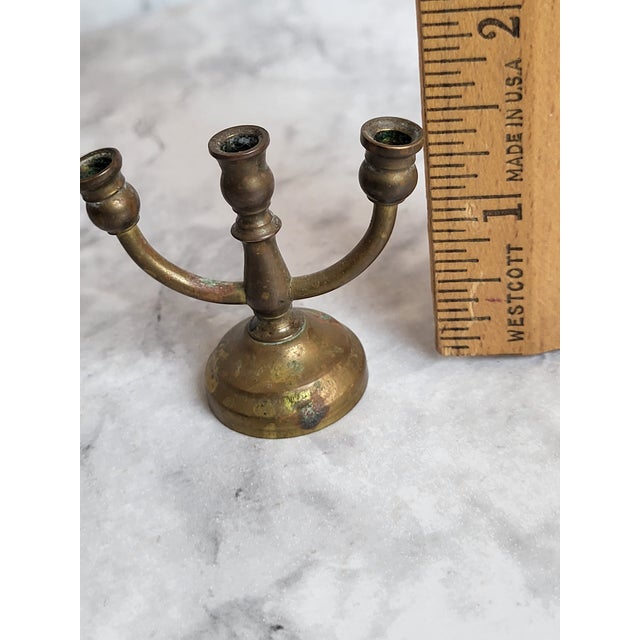 Metal 1980s Miniature Brass 3-Arm Candelabra Dollhouse Furniture For Sale - Image 7 of 9