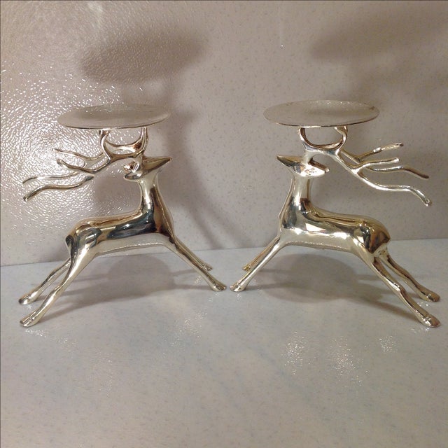 Vintage Silver Plate Reindeer Candle Holders A Pair Chairish