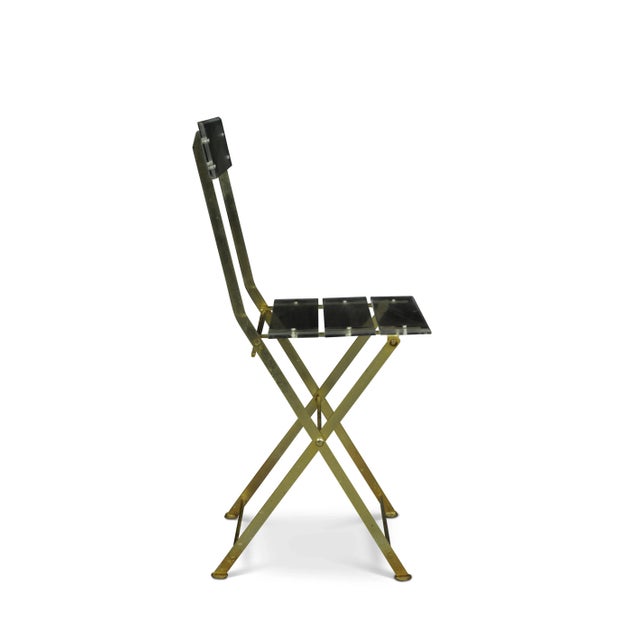 1970s Acrylic Glass & Gilded Brass Les Invisibles Folding Chair by Yonel Lebovinci and Bernard Berthet for Marais International, 1970s For Sale - Image 5 of 6