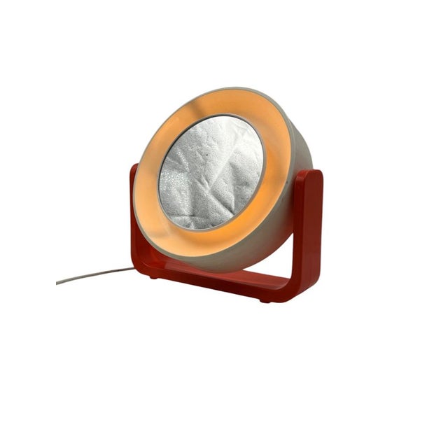 Space Age Orange Illuminated Table Mirror, 1970s For Sale - Image 4 of 14