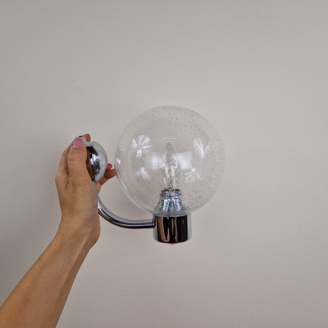 Glass Mid-Century Wall Lamp from Lenz, 1970s For Sale - Image 7 of 10