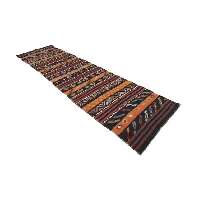Traditional Vintage Turkish Kilim Runner Rug For Sale - Image 3 of 7