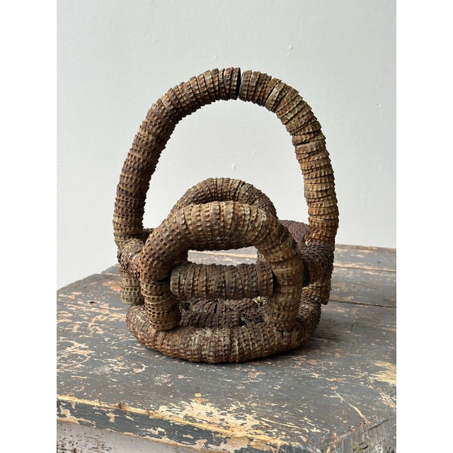 Metal Vintage Folk Art Bottle Cap Sculptural Basket, Circa 1930s-40s For Sale - Image 7 of 15