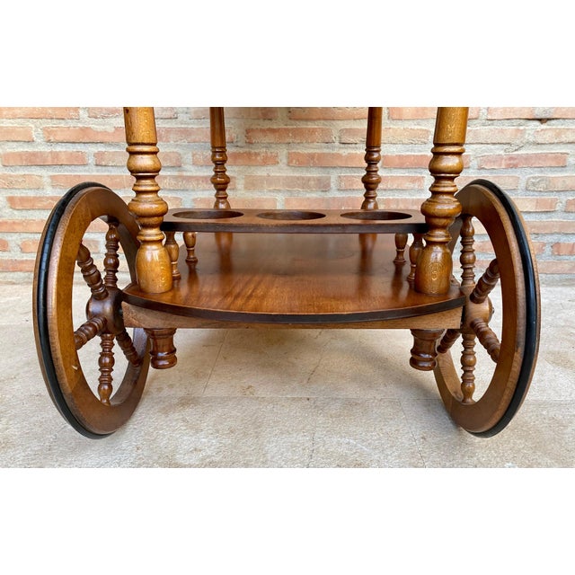 Mid-Century French Wooden Bar Cart Trolley, 1950s For Sale - Image 9 of 18