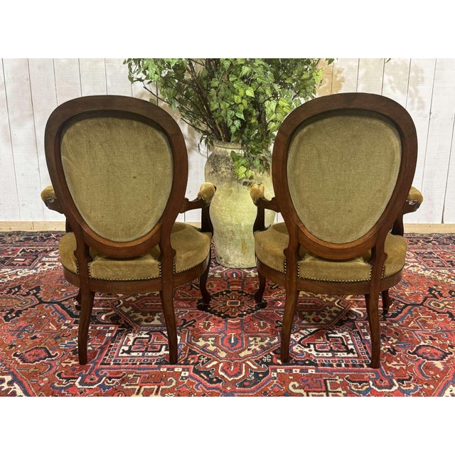 19th-Century Napoleon III Mahogany Armchairs, Set of 2 For Sale - Image 5 of 18