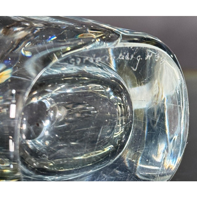 Strömbergshyttan Swedish Art Deco Crystal Vase / Toothpick Holder W/ Sterling Silver Grape Cluster Handles, 1950s For Sale - Image 10 of 10