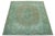 This green, antique, hand-knotted Persian wool rug has a medallion floral design and gray accents. This rug measures...