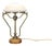 Brass Table Lamp with Wooden Base and Glass Shade, 1930s For Sale