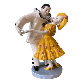 Ceramic Pierrot and Pierrette Figurine from Harberger, 1890s For Sale