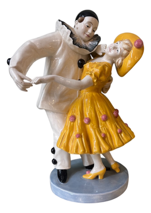 Ceramic Pierrot and Pierrette Figurine from Harberger, 1890s