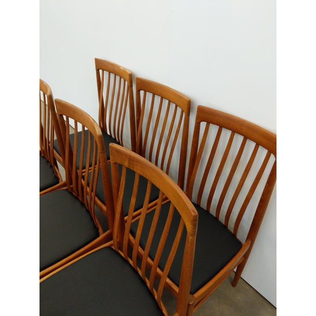 Brown Set of 8 Vintage Danish Modern Dining Chairs by Bramin For Sale - Image 8 of 9