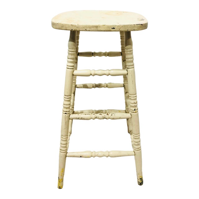 Early 20th Century Antique Rustic Wooden Farm Stool For Sale