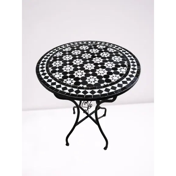 Metal Chebka' Contemporary Round Iron Table With Mosaic Artwork For Sale - Image 7 of 7