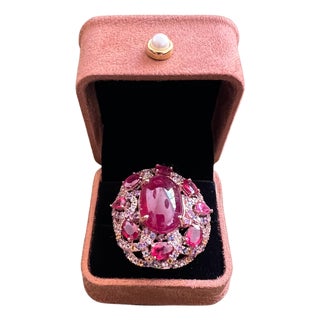 Bochic "Capri" Ruby, Amethyst & Multi Sapphire Ring Set In 18K Gold & Silver For Sale