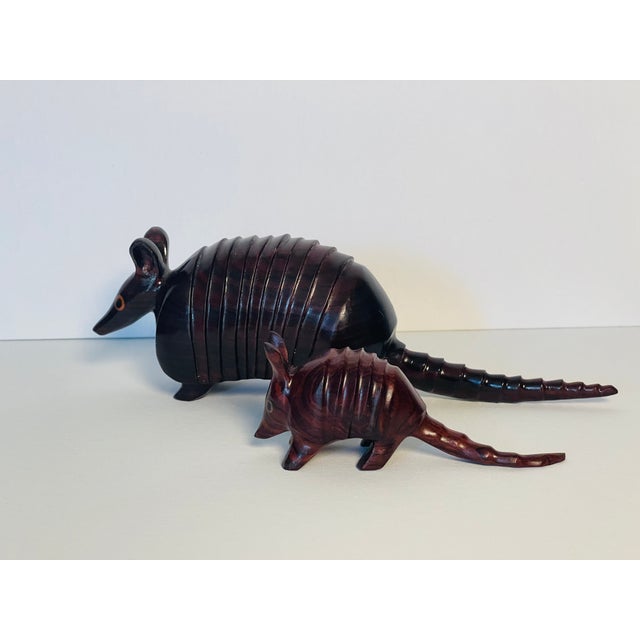 Contemporary Vintage Wood Carved Armadillo Figurines For Sale - Image 3 of 5