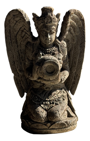 Unknown, Traditional Indonesian Sculpture of a Winged Deity in Volcanic Limestone, 1980s, Stone