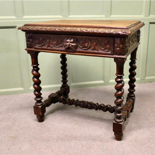 Green Man Gothic Carved Oak Writing Table This is a very nice Carved Oak Writing Table or Desk It stands on very chunky...