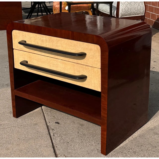Art Deco 1940s Vintage Italian Art Deco Mahogany Nightstand Commode For Sale - Image 3 of 7