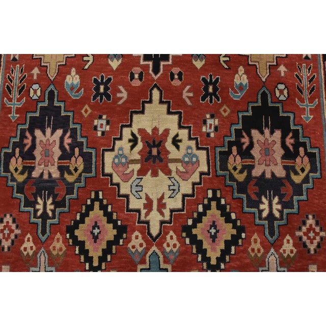 Heriz Rug 5’10” X 9’1” Red Wool Vintage Tribal Hand-Knotted Oriental Carpet For Sale In Philadelphia - Image 6 of 15