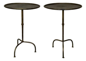 Pair of Spanish Iron Drinks Tables With Arched Tripod Bases