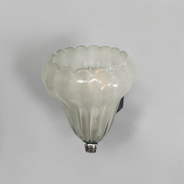 Italian Art Deco Wall Lamps in Glass and Metal, 1930s, Set of 2 For Sale - Image 4 of 17